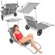 FOLDABLE BEACH CHAIR WITH CANOPY ON WHEELS 116x62x62-90CM GRAY