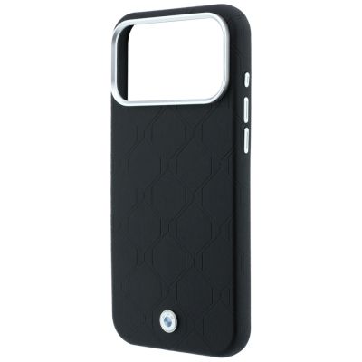 6. BMW Sign Deboss Quilted Metal Logo MagSafe Case for iPhone 18 Pro Max / 17 Pro Max - Black