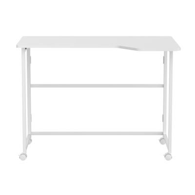 13. MACLEAN FOLDING DESK TABLE WITH WHEELS MACLEAN FOLDING DESK TABLE, WHITE, MOBILE, 100X65CM, MAX. 50KG, ANGLED, SHAPE