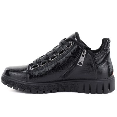 7. Women's patent leather ankle boots, black, Vinceza 133122