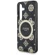 6. Guess 4G Background Gold Electroplated Peony Pattern MagSafe case for Samsung Galaxy S25 black
