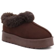 Women's brown Big Star fur platform snow boots UU274203