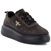 Women's brown leather platform shoes Vinceza 41523