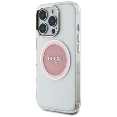 2. Guess IML Metal Colored Circle Classic Logo MagSafe iPhone 16 Pro Case - Pink