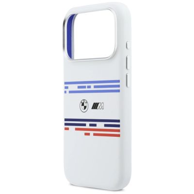 6. BMW M Silicon Horizontal Line MagSafe Case for iPhone 17 Pro - White