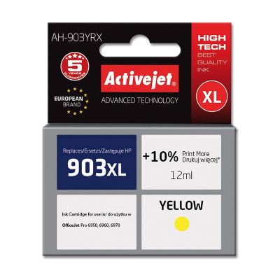Activejet AH-903YRX Ink (replaces HP 903XL T6M11AE; Premium; 12 ml; yellow)