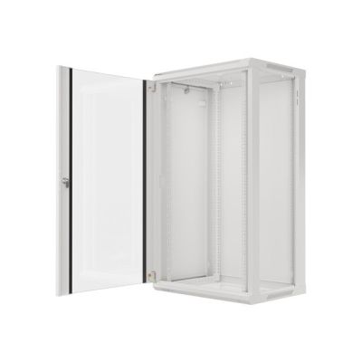 5. Lanberg WF01-6422-10S rack cabinet (22U; 1080mm / 600mm / 450mm; wall-mounted; Glass; 19''; gray)