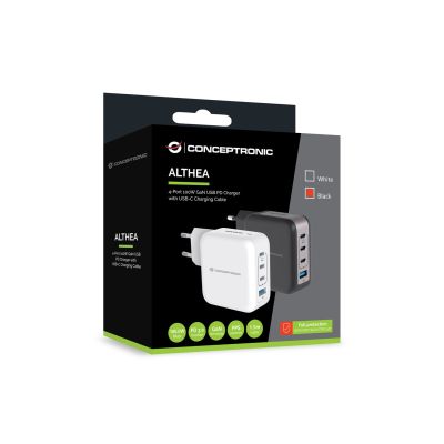 2. CONCEPTRONIC Charger 4Port GaN 3xUSB-C/1xA 100WPD3.0/PPS sw