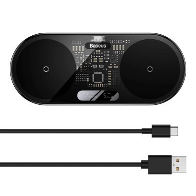 10. Baseus Digital LED Display dual wireless charger with digital display 20W black (WXSX010101)