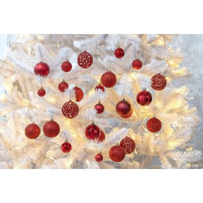 42. DECORATIVE PLASTIC BALL 6CM SET 35 PCS RED