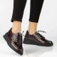 8. Women's leather half-notes on a wedge, lacquered crocodile burgundy Filippo DP8102