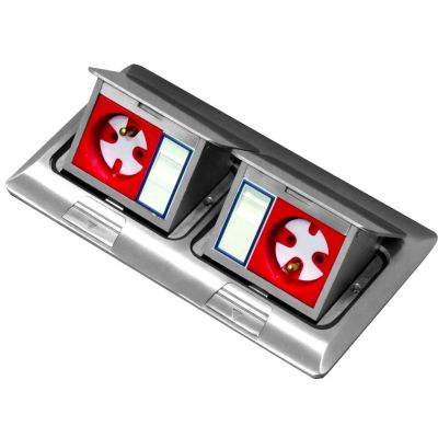 Mini floor box 2x3M - double countertop/floor box for mounting sockets of the 22.5x45 mm (45x45 mm) standard, tiltable
