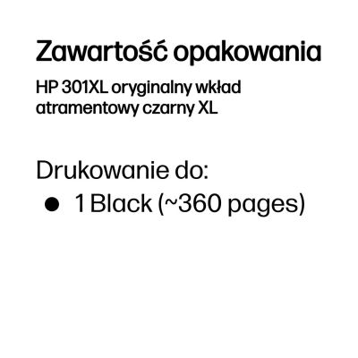 66. HP Black Ink Cartridge HP 301XL, HP301XL=CH563EE, 480 pages, 8 ml