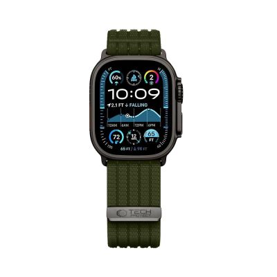 3. Tech-Protect Nylon Sport Band for Apple Watch 44 / 45 / 46 / 49 mm - Dark Green