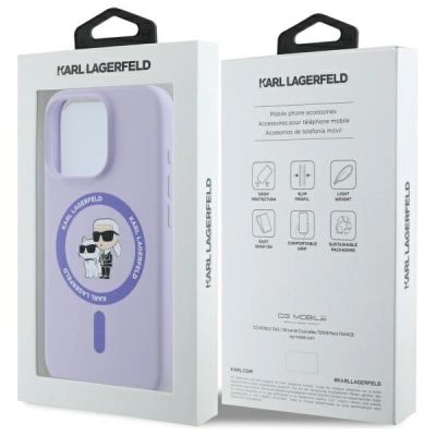 8. Karl Lagerfeld Silicone Karl&Choupette Heads Ring MagSafe Case for iPhone 16 Pro - Purple
