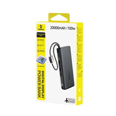 5. Baseus EnerFill FC41 20000mAh 100W Power Bank with Digital Display and Built-in Dual USB-C Cable - Black
