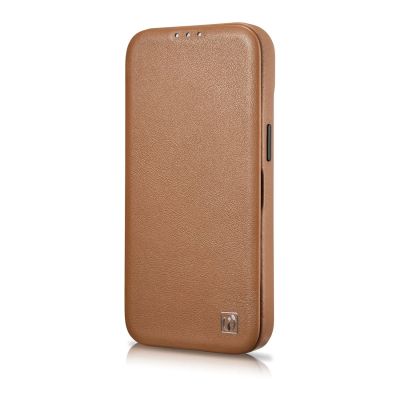 7. iCarer CE Premium Leather Folio Case iPhone 14 Pro Magnetic Flip Leather Folio Case MagSafe brown (WMI14220714-BN)