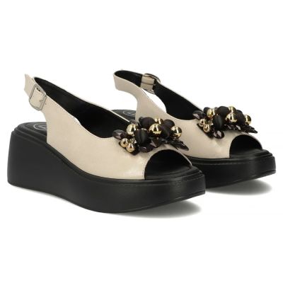 4. Women's gold leather wedge sandals Filippo DS7577