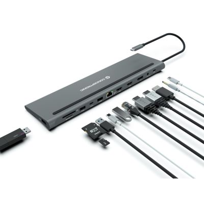 17. CONCEPTRONIC 12-1 USB-C docking station->2xHDMI/3xUSB-A/DP/+ 18cm gr