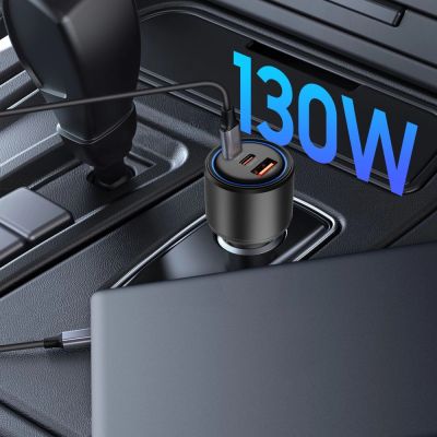 5. CC04 3-port PD130W car charger - black