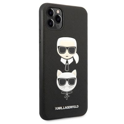 3. Karl Lagerfeld Saffiano Karl&Choupette Head Case for iPhone 11 Pro Max - Black