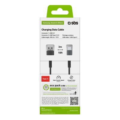 4. SBS TECABLETC3MTK USB-A - USB-C Cable 3m - Black