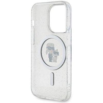 7. Karl Lagerfeld Karl&Choupette Glitter MagSafe case for iPhone 15 Pro - transparent