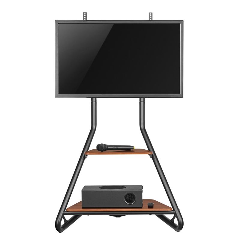 MACLEAN FREESTANDING TV/CORNER MOUNT, BAUHAUS STYLE, TWO-LEVEL WOODEN SHELVES 40KG MAX 37-75'' MC-455