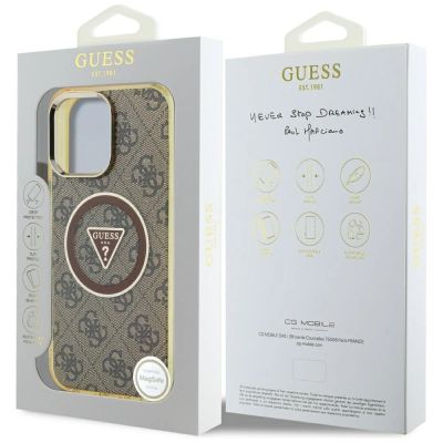 8. Guess IML Metal Glitter 4G Circle Triangle MagSafe Case for iPhone 16 Pro Max - Brown