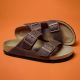 12. Birkenstock Arizona Soft Footbed Oiled Leather Habana Narrow Women's Slides (0452763)