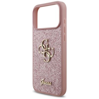 6. Guess Fixed Glitter Big 4G Case for iPhone 18 Pro Max / 17 Pro Max - Pink