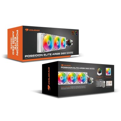 6. Liquid cooling COUGAR DISS A LIQUIDO COUGAR 3MPSD360W POSEIDON ELITE ARGB 360 WHITE 392x121x27mm SKT 115x-1200-1700-1366-AM5-AM4-FM2-FM1-AM3 ARGB