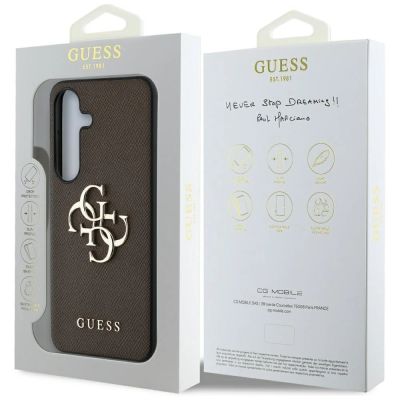 8. Guess Grained Big 4G Logo Small Classic Logo case for Samsung Galaxy S25 Plus brown