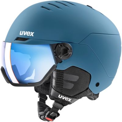 6. Uvex wanted visor ski helmet, stone colour, blue