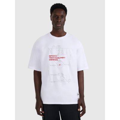 Men's oversized printed T-shirt 4F 4FRAW25TTSHM3257-10S