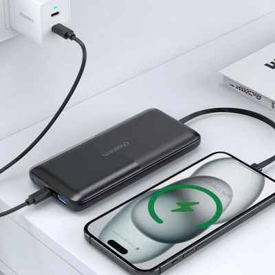 5. Powerbank Choetech B654 10000mAh 22.5W USB-A / USB-C / micro USB with built-in USB-C / Lightning cable - black