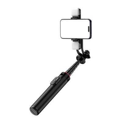 6. Selfie stick WC12YDS 1.3m aluminum alloy telescopic tripod with dual lamp and phone holder - black