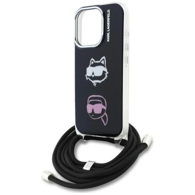 5. Karl Lagerfeld IML Crossbody Karl&Choupette Head Case for iPhone 16 Pro Max - Black