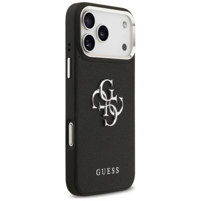4. Guess Grained Big 4G Classic Logo case for iPhone 17 Pro Max - black
