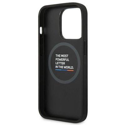 7. Case BMW BMHMP14L22PTDK iPhone 14 Pro 6.1 "black / black Leather Stamp Tricolor Magsafe