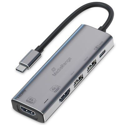 2. MediaRange MRCS511 USB Type-C Hubs and Concentrators 480 Mbit/s Silver