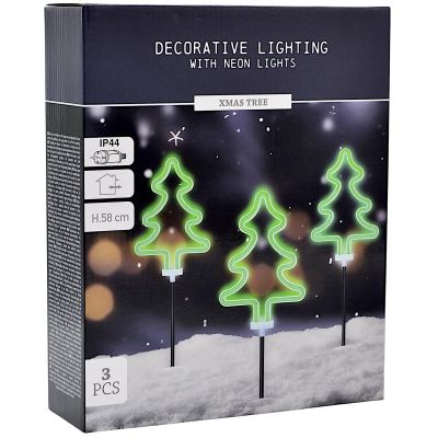6. DECORATIVE LAMPS OUTDOOR PATH STICK 3 PCS CHRISTMAS TREE NEON