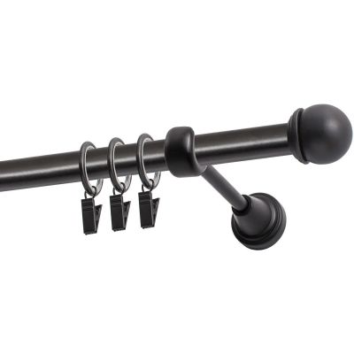 Single Curtain Rod Ø 19 mm, Black, 160 cm, MAX Finial, with Rings, KOWALSKI