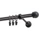 Single Curtain Rod Ø 19 mm, Black, 160 cm, MAX Finial, with Rings, KOWALSKI