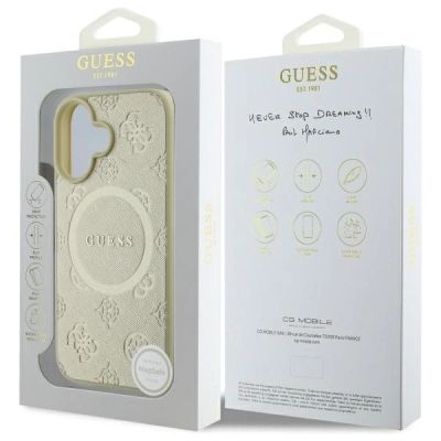 8. Guess Saffiano Peony Classic Logo MagSafe case for iPhone 16 - gold