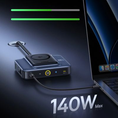 8. Baseus Nomos NH21 6-in-1 245W Wireless Charging Station with Two Retractable USB-C Cables - Black