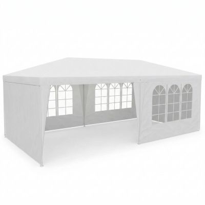 27. GARDEN PAVILION CATERING TENT PE 6x3M + 6 WALLS WHITE