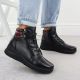 11. Black leather women’s wedge ankle boots Vinceza 39963