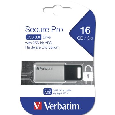 3. Verbatim Secure Pro USB Flash Drive 16GB USB Type-A 3.2 Gen 1 Silver