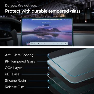 11. Spigen Glas.tR EZ Fit Tempered Glass for Tesla Model X 2022 / Model S 2021 - Black